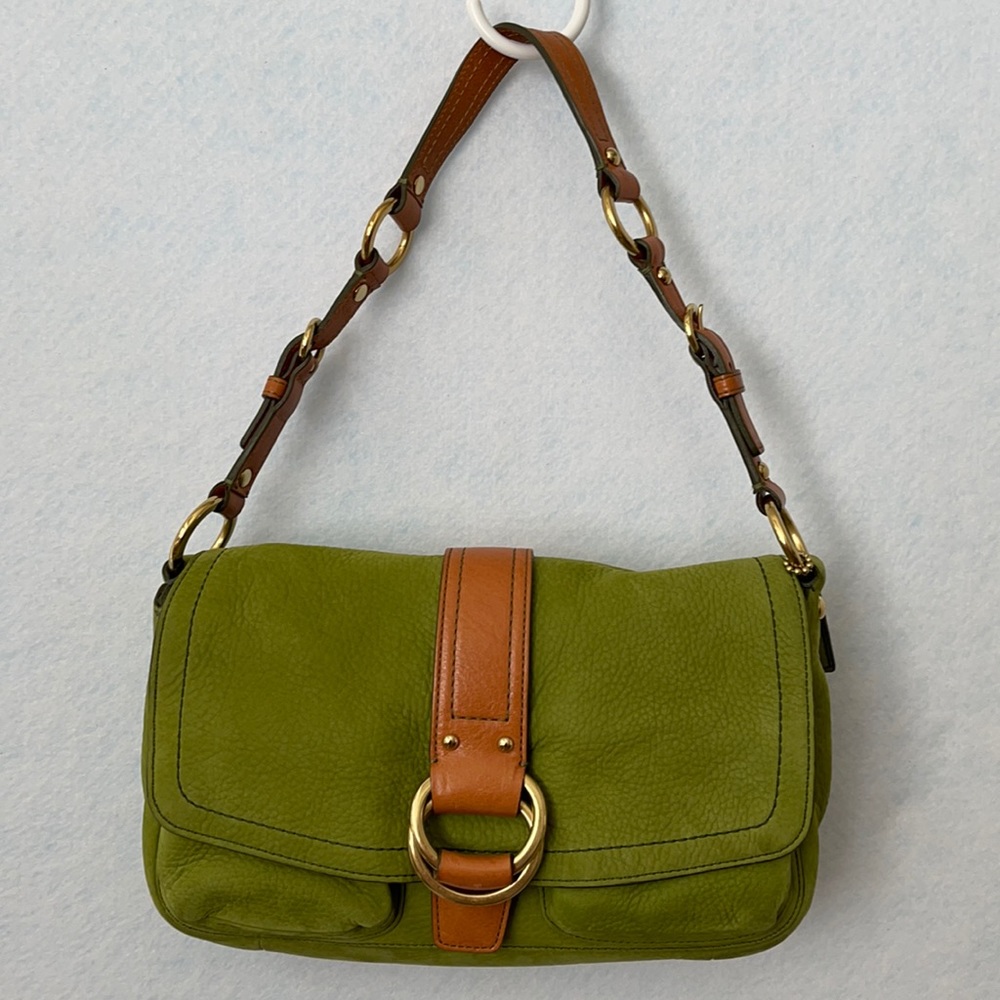 Coach Green Soft Milled Nubuc Leather Shoulder Bag - Picture 1 of 12